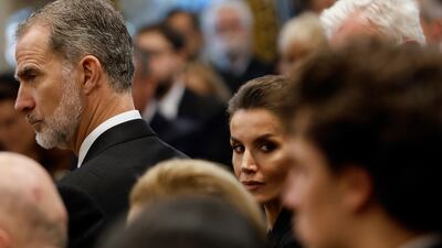 King Felipe and Queen Letizia of Spain at the funeral of King Constantine II in Athens. Getty