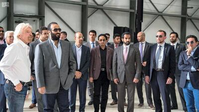 Saudi Arabia's Crown Prince Mohammed bin Salman visits Virgin Galactic in California on April 2, 2018. Photo: Saudi Press Agency