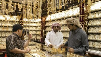 The Gold Souk in Deira, Dubai. Overall gold jewellery demand in the Middle East decreased by 22 per cent year-on-year to 45 tonnes. Reem Mohammed / The National