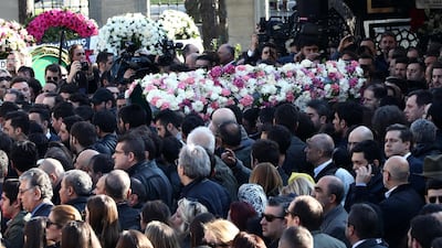 Relatives carry the coffin of Sinem Akay. 11 people died in a small Turkish private plane crash flying from United Arab Emirates to Istanbul on 11 March. EPA