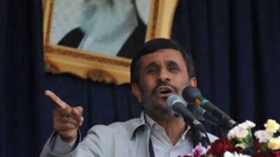 The Iranian president, Mahmoud Ahmadinejad, has enjoyed government support since last year's disputed election. Above, he speaks in front of a portrait of the supreme leader, Ayatollah Ali Khamenei.