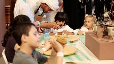 Children enjoy activities at a workshop during the Qasr Al Hosn Festival at the Cultural Foundation building. Christopher Pike / The National