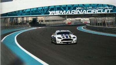 Humaid al Masaood testing a car at Yas Marina Circuit in February this year. Delores Johnson / The National