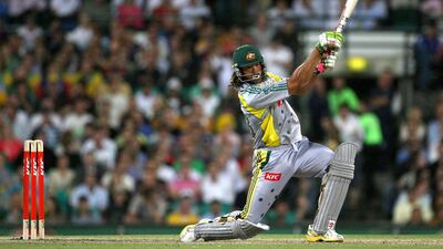 Andrew Symonds bats for Australia. PA