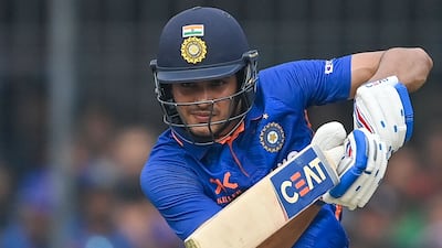 India's Shubman Gill en route to his century against New Zealand in the third ODI at the Holkar Cricket Stadium in Indore. AFP