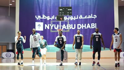 The USA basketball team during practice.