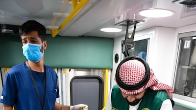 Yemeni conjoined twins Mawadda and Rahma arrive in Riyadh from Aden to undergo separation surgery. Photo: KS Relief