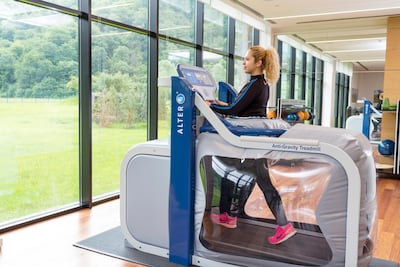 Anti-gravity treadmill at Chenot Palace Health Wellness Hotel. Courtesy Chenot Palace Health Wellness Hotel