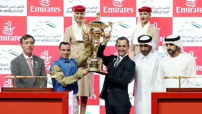 Hit Show, ridden by Florent Geroux, won the Dubai World Cup at the Meydan Racecourse on Saturday, April 5, 2025. All photos Chris Whiteoak / The National