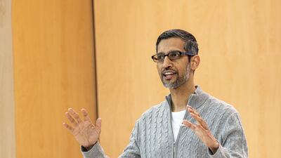 Sundar Pichai, chief executive of Google, at the company's conference in Mountain View, California. Bloomberg
