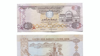 The UAE's Dh5 banknote. Antonie Robertson / The National
