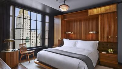 The bedroom inside one of the suites of Viceroy New York City. Courtesy Christian Horan