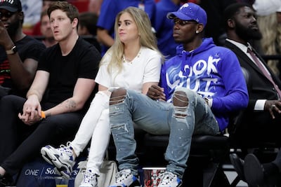 Paul Pogba, nursing an ankle injury, during an NBA game between the Miami Heat and Cleveland Cavaliers on Wednesday. AP