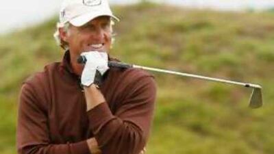 Greg Norman on the ninth fairway during the second round of the British Open Golf championship at the Royal Birkdale golf course.