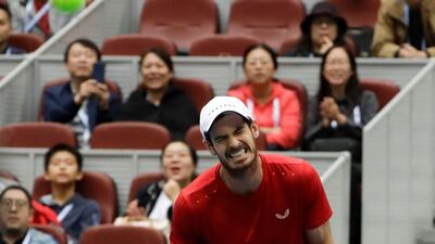 Andy Murray during the men's singles quarter-final match against Dominic Thiem in the China Open. AP