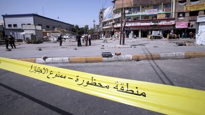 A sign that reads 'Restricted area – no entry!' is pictured at the scene of a suicide bomb attack in the Iraqi capital's New Baghdad district on September 27, 2016. Ahmed Jalil/EPA