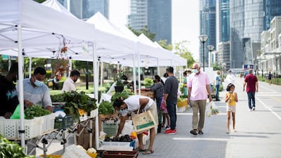 The farmers' market remains a popular fixture of life in Business Bay, Dubai. Reem Mohammed / The National