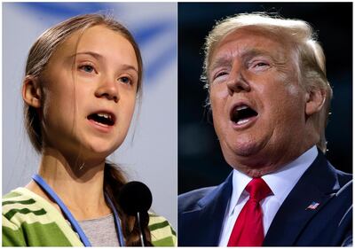 Greta Thunberg and Donald Trump are both due to speak at Davos on Tuesday. AP Photo