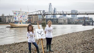 Esmeralda Steel, 7, and brother Sholto, 9, from Ark Atwood primary school in Westminster designed some of the sails on the Ship of Tolerance. Mark Chilvers for The National