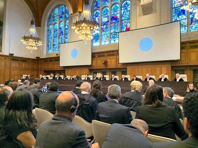 The hearing at the International Court of Justice at The Hague on Monday, December 2. Courtesy MOFA