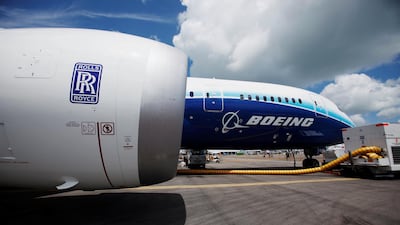 One of two Rolls Royce Trent 1000 engines on a Boeing 787 Dreamliner. The the plane maker and the engine manufacturer are facing trouble.Edgar Su/Reuters