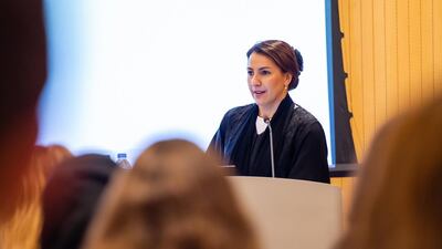 Mariam Al Mehairi, Minister of State for Food Security, addresses students during one of a series of lectures she held at New York University Abu Dhabi.