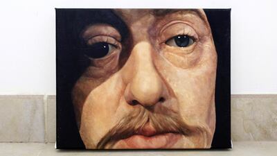 Painting named Charles 1 by Edward Sutcliffe in his home studio in JLT in Dubai. Sarah Dea / The National