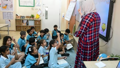 Year two children attend an Islamic class at the British International School in Abu Dhabi. The National