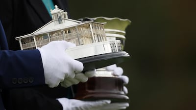 The Masters Trophy in the image of the clubhouse. EPA