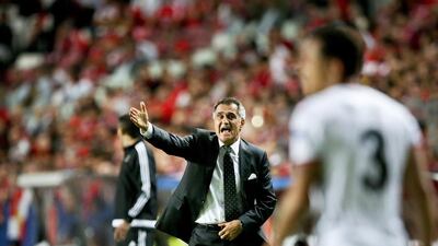 Besiktas manager Senol Gunes reacts during a Champions League match against Benfica in September. Mario Cruz / EPA