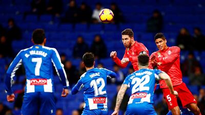 Real Madrid, in red, once again proved superior to Espanyol this season. Quique Garcia / EPA