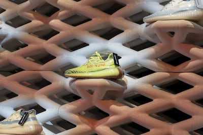 Yeezys displayed at the Presentedby store in The Dubai Mall. Photo: Presentedby