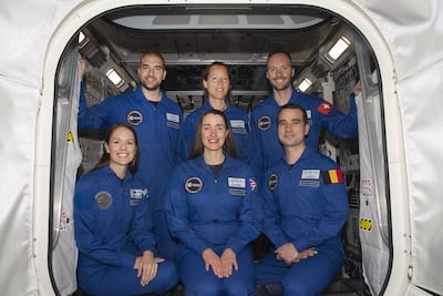 Rosemary Coogan, centre, with fellow ESA astronaut candidates at the European Astronaut Centre in Cologne, Germany. Photo: ESA