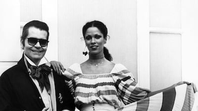 At Chloe, Lagerfeld introduced a flowing femininity, that remains the house code to this day. Here, he shows off a gypsy style dress from the autumn / winter 1977 collection. AFP