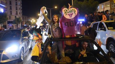Supporters in Diyarbakir of the pro-Kurdish People's Democratic Party (HDP) celebrate parliamentary election gains in November. Bulent Kilic / AFP.