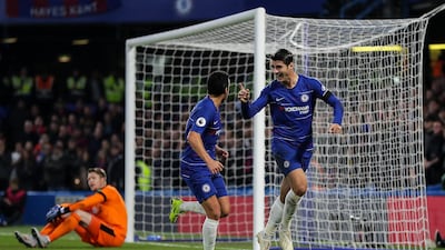 Spain forward Alvaro Morata, right, has had a chequered career at Chelsea so far. Getty Images