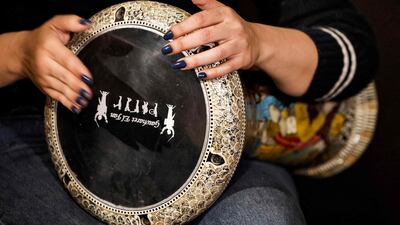 A student playing the table during a lesson with teacher with Mostafa Bakkar.