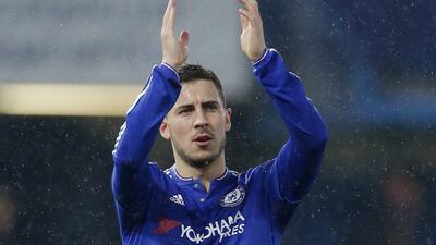 Chelsea's Eden Hazard applauds fans after their Premier League match on Saturday against Newcastle United. Andrew Coulridge / Action Images / Reuters / February 13, 2016