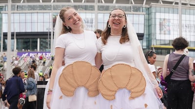 Fans outside Wembley Stadium. The arrival of Swift is set to boost London's hospitality sector. PA