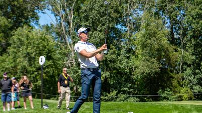 Henrik Stenson watches his tee shot on hole four during the second round of the LIV Golf tournament at Trump National Golf Club Bedminster. USA Today