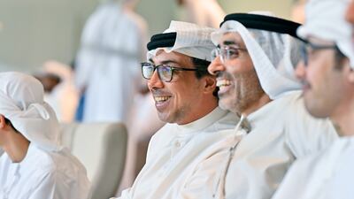 Sheikh Mansour pictured with Sheikh Theyab bin Zayed, president of Al Wahda Sports and Cultural Club.