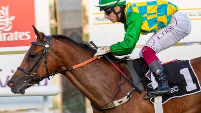 Antonio Fresu on board Farasah won the opening race at Abu Dhabi on Monday, January 17, 2022. Photo: DHRIC