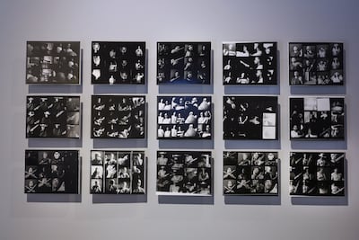 Faisal Al Marzooqi's Echo Chambers presents a grid of analogue portraits of musicians, using film photography and darkroom processes to explore rhythm, repetition and the overlooked moments that unfold around live performance. Photo: Victor Besa / The National