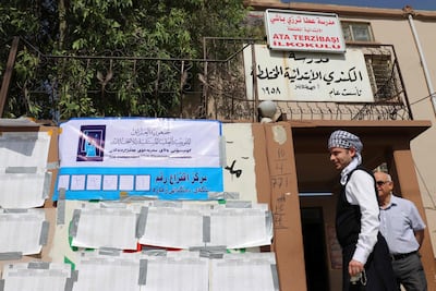 An Iraqi man at a polling station in the northern multi-ethnic city of Kirkuk on May 12, 2018. Marwan Ibrahim / AFP