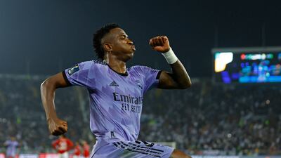Real Madrid's Vinicius Junior celebrates scoring the first goal at the Prince Moulay Abdellah Stadium. Reuters