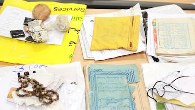 Lists of magic spells, animal skins and other items associated with the practise of black magic were seized in Dubai. Dubai Police