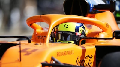 Lando Norris of Great Britain driving his McLaren during practice. Getty