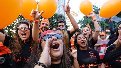 Lebanese people take to the streets in Jdeideh, on the northern outskirts of the capital Beirut, to celebrate the election of former general Michel Aoun as president. Anwar Amro / AFP
