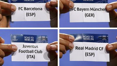 The Uefa Champions League semi-finalists discovered who they need to beat to take their place in the final. Denis Balibouse / Reuters