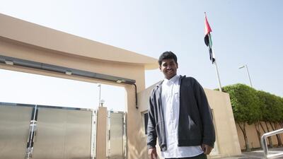 Khalifa Al Romaithi, 16, developed a system that allows the school to track pupils and teacher attendance. Christopher Pike / The National